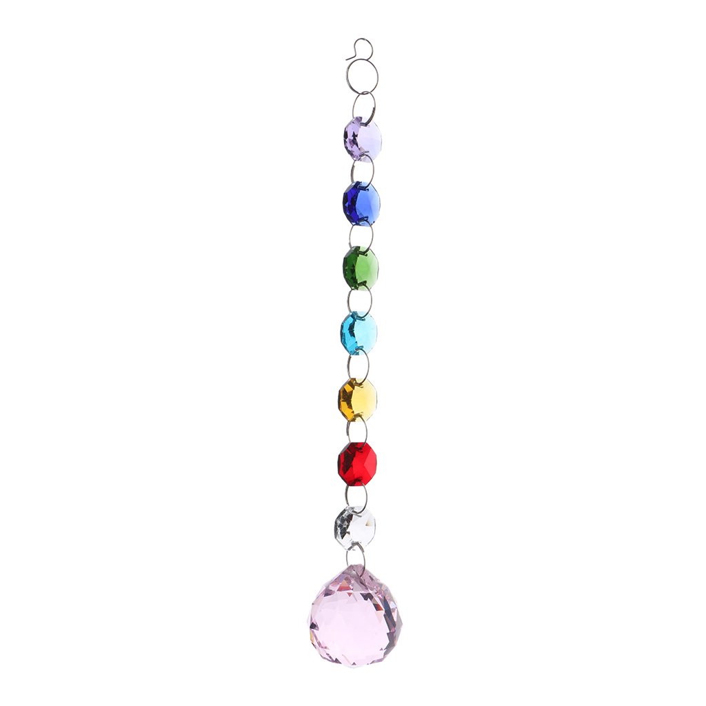 Crystal Hanging Suncatcher Rainbow Beads Ball Pendant Prisms Pink 20CmPottery & Glass|Glass|Art Glass|Other Art Glass-image-40