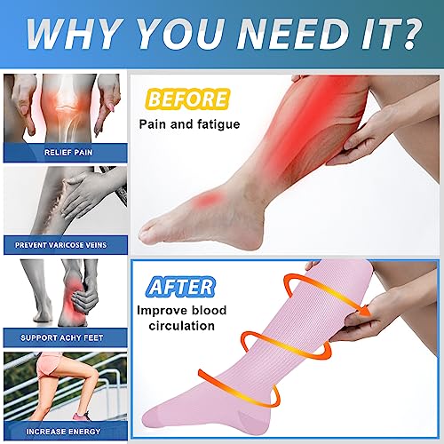 Image of Aoliks Medical Compression Socks for Women & Men, Support Knee High Socks for Running,Nurses,Travel