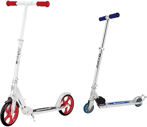 Razor Patinete A5 LUX Kick - Rojo - FFP, 38.6 pulgadas y AW Kick Scooter - Azul - FFP