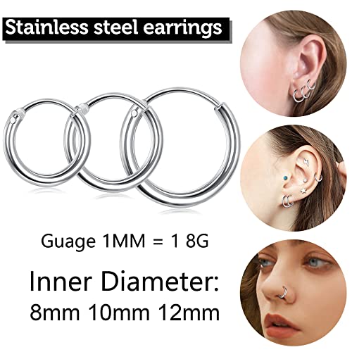 YADOCA Surgical Steel Stud Earrings Set - Women & Men's Small CZ Heart Star Moon Flat Back Earrings - Hypoallergenic 20G Tiny Cartilage Stud Hoops Helix Tragus Daith Piercing Jewelry4