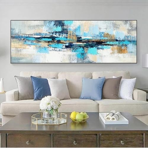 Impression sur toile abstraite bleue tableau moderne haute finition - 3