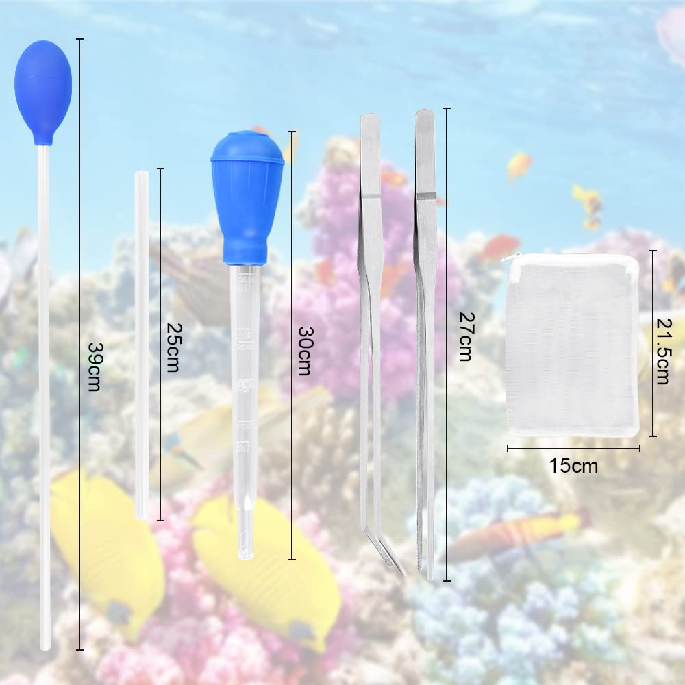 1 Mangiatoia per Coralli 1 Acrilico Pipette per Acquario 2 Pinzette Dritte e Curve per Acquario 1 Sacchetto Filtro per Acquario Alimentatore per Coralli per Acquari Marini e Scogliere Marine