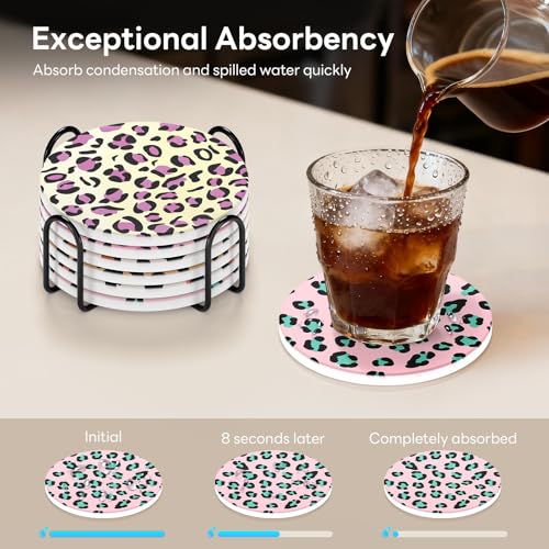 Dessous de verre céramique léopard anti-trace et résistant chaleur pour table
