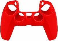 Capa de Silicone Vermelha para Controle PS5, com Grip para Analógicos, Proteção Completa