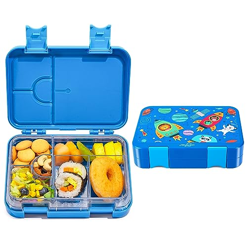 JOYHILL Lunch Box for Kids, Leak Proof Lunch Bento Box with 4-6 Compartment, Lunch Containers BPA-Free Bento Box for Adult Toddler Daycare School Office (M-Blue Spaceship)
