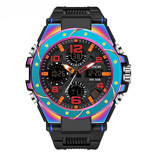 Montre travail homme étanche et antichoc style militaire bleu moderne numérique