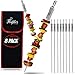 FLAFSTER KITCHEN Skewers for Grilling- 16" Long Flat BBQ Skewers - Shish Kabob Skewers - Stainless Steel Skewer Sticks for Camping - Wide Reusable Sword Skewers - 8 Pack with Storage Bag