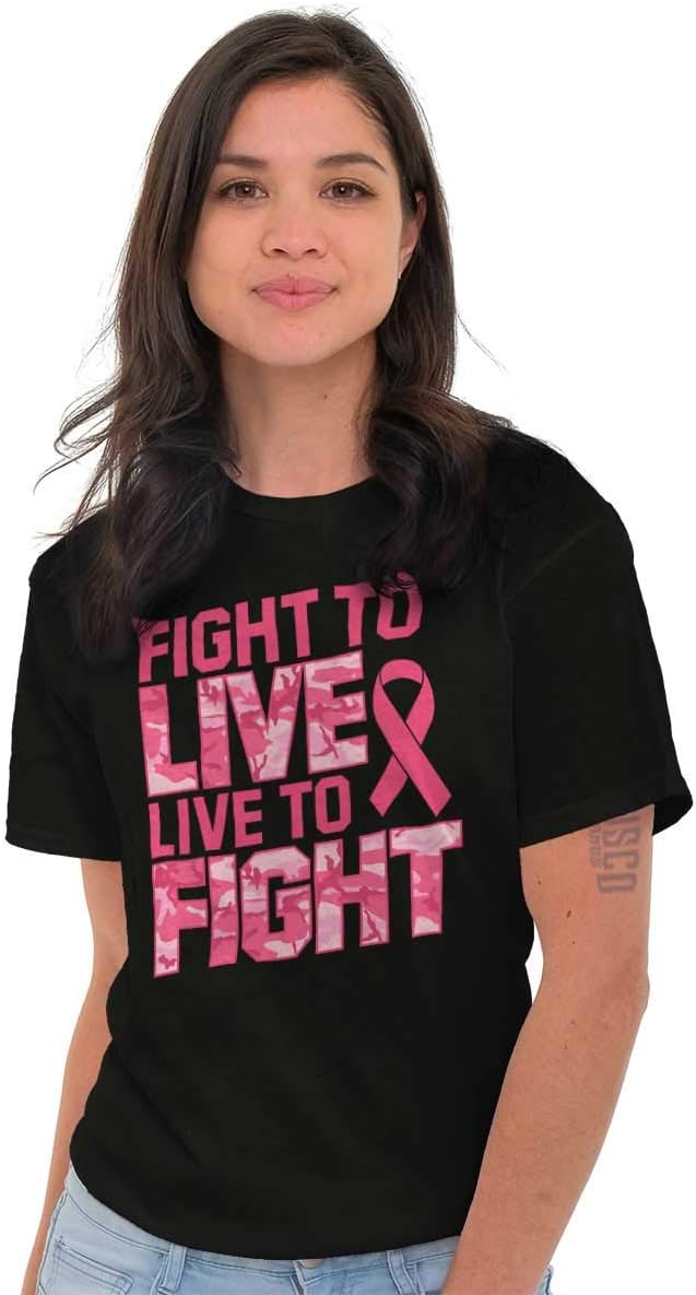 Fight to Live Breast Cancer Womens Graphic T Shirt Tees