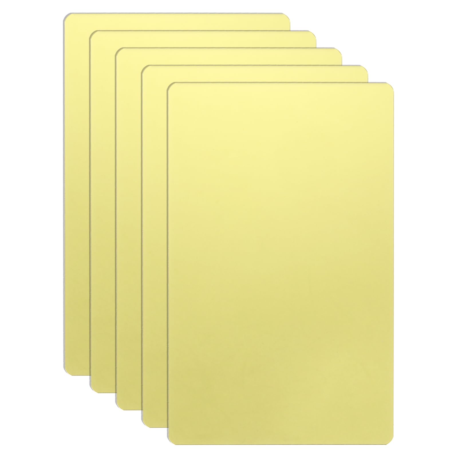 sourcing map 5pcs Metal Business Card 80 x 50 x 0.4mm 201 Stainless Steel Mirror Titanium Engrave Cards Custom Blank CNC Engrave Sheet for House Office DIY Gift Invitations, Gold