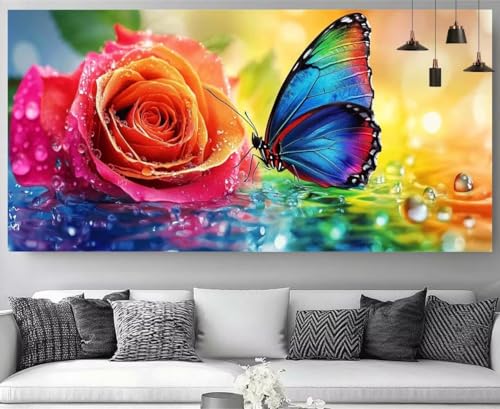 Diamond Painting Papillons 5D DIY Kit Complet Grand Canevas Strass