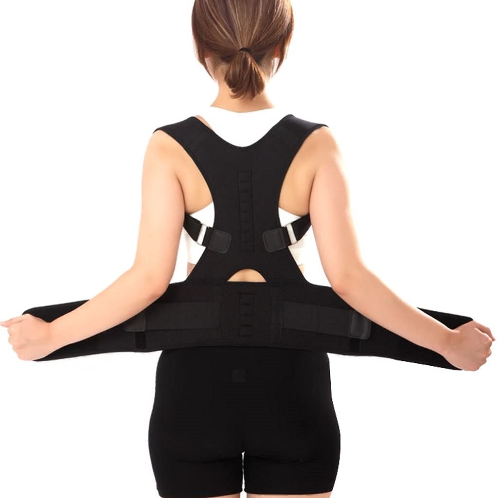 Cintura correttiva curva per supporto completo per la schiena con 12 magneti Cintura di supporto per la colonna vertebrale Correttore posturale per adulti Fasciatura regolabile per raddrizzare la vita