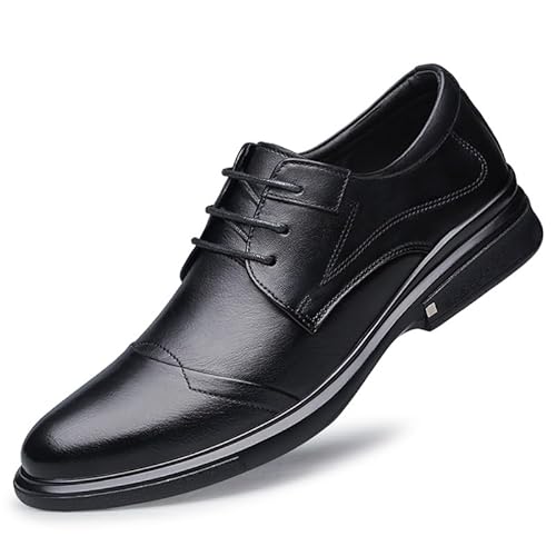 Vestido Oxford Para Homens Lace Up Cor Sólida Couro Cap Toe Derby Sapatos Antiderrapante Bloco Salto