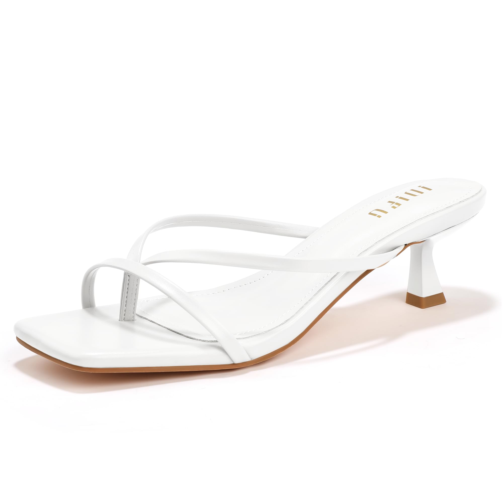 IDIFU IN1 Kitten Heels for Women Flip Flop Strappy Square Open Toe Low Heeled Sandals Wedding Bride Prom Graduation Party Slide Dress Shoes Comfortable Cute Trendy Casual Thong Slip On Heels