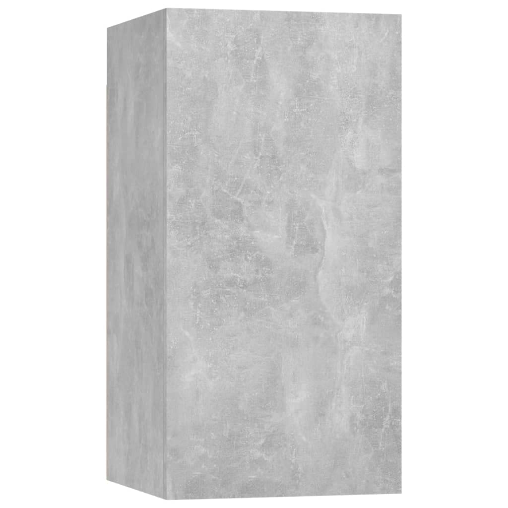 4-TLG. Hängendes TV-Schrank-Set, Betongrau Holzwerkstoff, Modernes Media-Center mit Stauraum, Wandmontage für Wohnzimmer, 30x30x60cm & 60x30x30cm