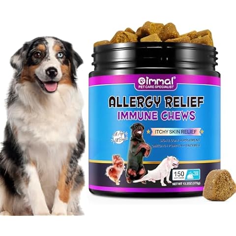 Dog Allergy Relief-Dog Allergy Chews (150 Soft Chews)- Itch Relief for Dogs, Omega 3 Fish Oil + Pumpkin Enzymes + DHA for Dogs, Seasonal Allergies + Anti Itch + Hot Spots. Cover