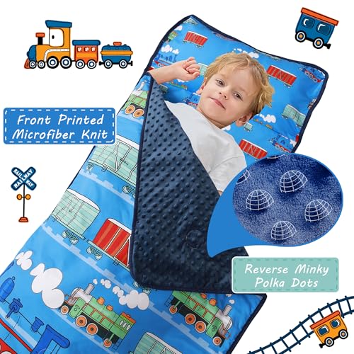 Image of Lasoftan Toddler Nap Mat with Pillow and Blanket, Extra Large Rolled Napping Mats,Slumber Bags for Boys Girls,Kids Sleeping Bag for Daycare, Preschool Travel Camping