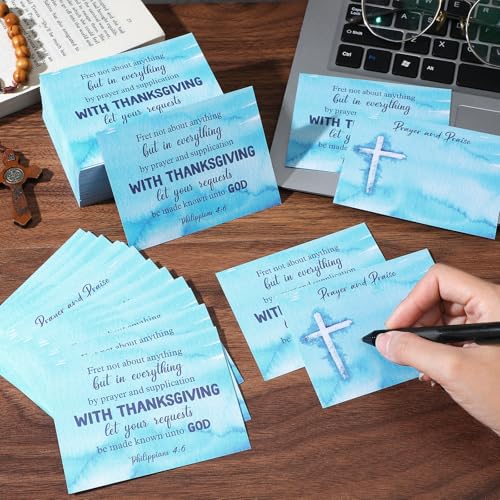 Moinchore 200 Pcs Prayer Request Cards 3x4 Inch Inspirations Prayer Request and Praise Cards(Blue,Stylish Style)