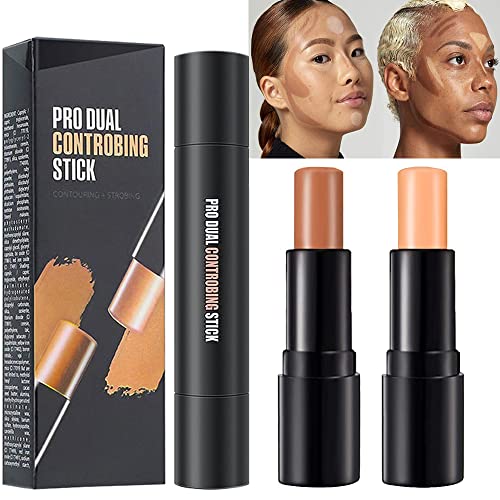 2 Colors Face Highlight and Contour Cream Sticks Kit, Primer Corrector, 3#