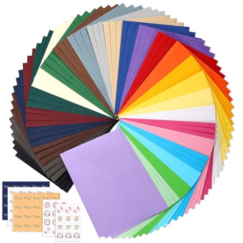 ITClosud Umschläge Bunt(17.5 * 12.5cm) 81 farbige Briefumschläge im Set (3 x 27 Farben) aus Papier(Enthält 84 Aufkleber)-120 g/m B6 Kuverts für Grußkarten Einladung Geburtstagskarten