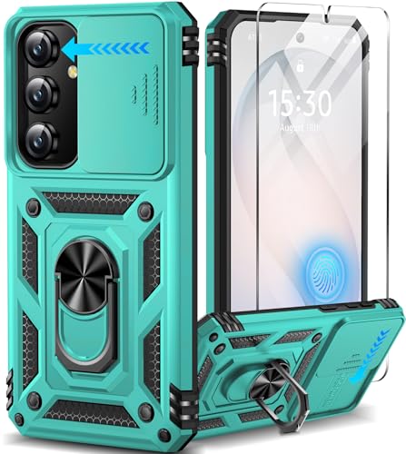 Taisairu for Samsung Galaxy S26 Case with Screen Protector & Slide Camera Lens Cover,Built-in 360°Rotate Magnetic Ring Stand Shockproof Protective Phone Case for Samsung S26 Case (Mint Green)