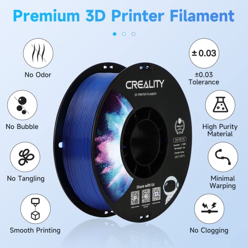 Image of Creality PETG Filament 1.75mm Transparent Blue, 3D Printer Filament No-Tangling, Strong Bonding and Overhang Performance Dimensional Accuracy + /-0.02mm, 2.2lbs /Spool