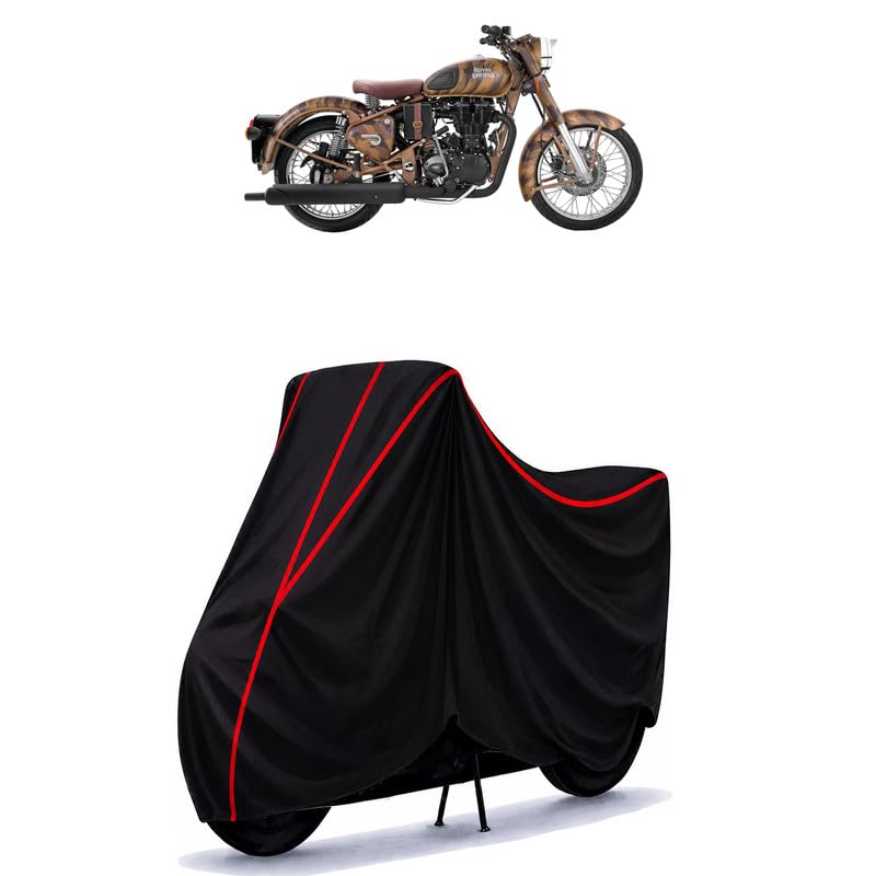 Image of Classic 500 STD Water Resistant Bike Cover for All Motorcycles & Rain | Heavy Duty Taffeta Fabric | UV Protection, Dustproof, Scratchproof | All Weather Two Wheeler Body Cover with Elastic Bottom