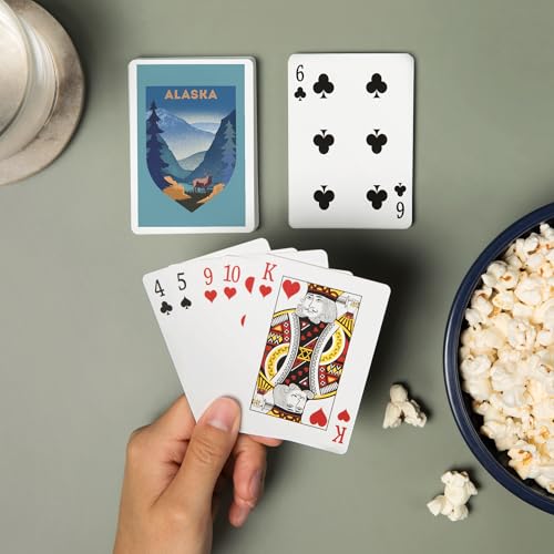 Lantern Press Alaska Escena Elk y Montañas Baraja Poker miniatura 2