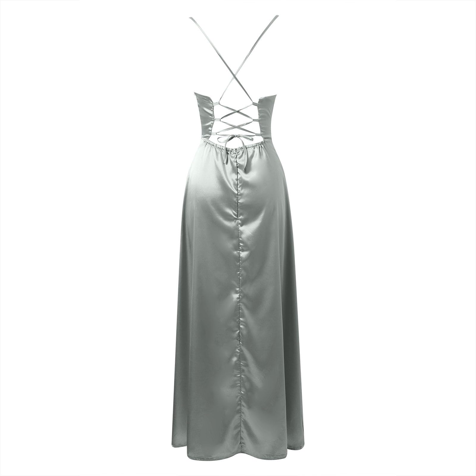 2026 Robe de soirée pour femme, col en V, design ajouré, idéale pour un usage quotidien et les vacances, parfaite pour l'été, à associer avec des talons hauts, lavable à la main et en machine. (Grey,