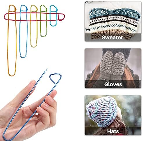 CHEERYMAGIC 6 Size Stitch Holder Set Assorted Colors Aluminum Stitch Holders for DIY Knitting Crochet Knitting Needles A2FRBZ (1)