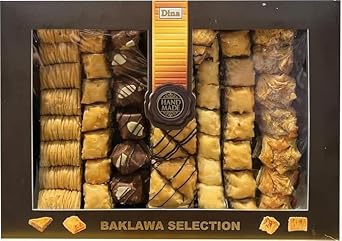 Fakhri Baklava Selection   1kg Pack of Assorted Baklawa Sweets   Rich, Flaky Pastries Filled with Nuts & Honey, Perfect for Gifting
