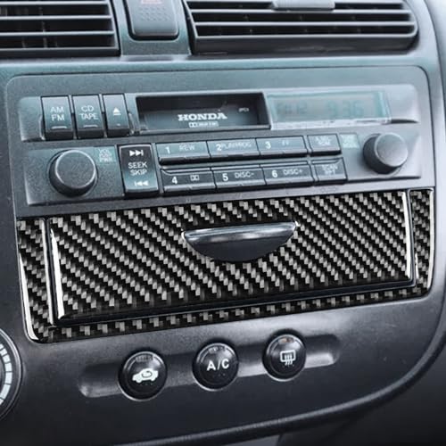 Real Premium Carbon Fiber Compatible with Honda Civic 2003 2004 2005 Accessories Car Center Dash Console Cover Sticker Decal Interior Trim