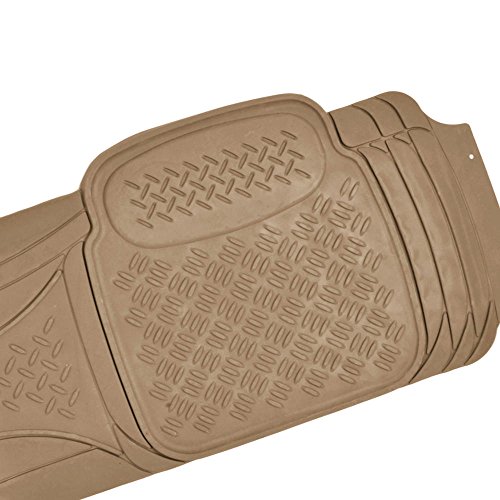 Bdk Maxduty Rubber Floor Mat For Car, Suv,Van & Truck - Super Heavy Duty Rubber , Trim To Fit & 3 Piece (Tan) #TOP5