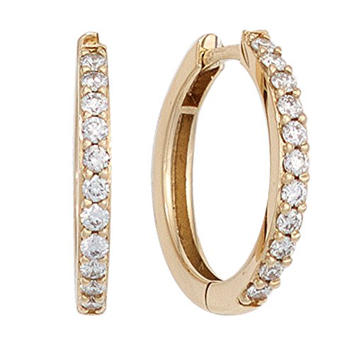 Jobo Damen-Creolen aus 14 Karat 585 Gold mit 22 Diamanten