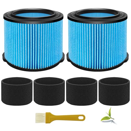 LVJUSEN VF3500 Filter Replacement for Ridgid 4 Gallon Shop Vaccum, 26643 Fine Dust Filter for 3/4/4.5 Gallon Wet Dry Portable Vacuums, Replaces WD40700, WD30500-2 Pack