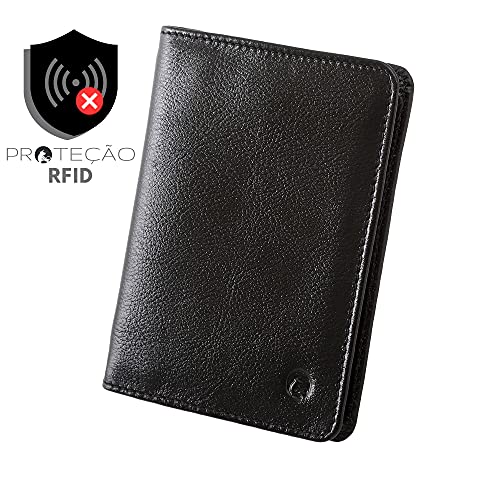 Carteira Masculina Couro Legítimo Proteção RFID Couro50 620 (Preto)
