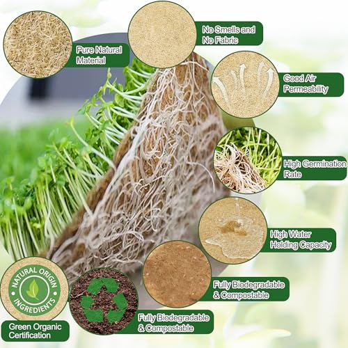 Emsiok 1 Roll 10" X 157" Microgreen Grow Mat Natural Fiber Grow Mats Microgreens Grow Kit Hydroponic Pads Indoor Organic Production for Microgreen Starter Tray Wheatgrass Sprouts by Emsiok - Image 5