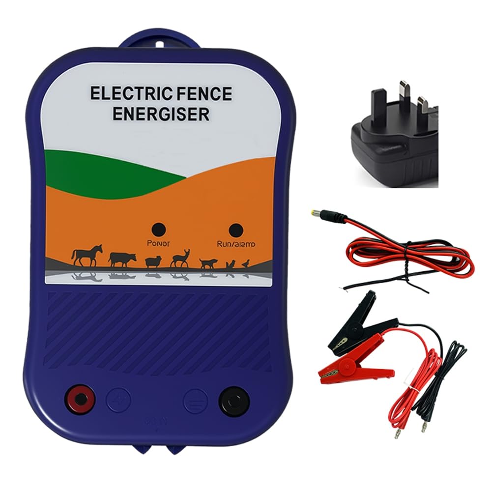 Jnchdghwa Electric Fence Energiser 12V Charger Electric Fence Livestock Protection for Sheep, Horses, Goats, Pets