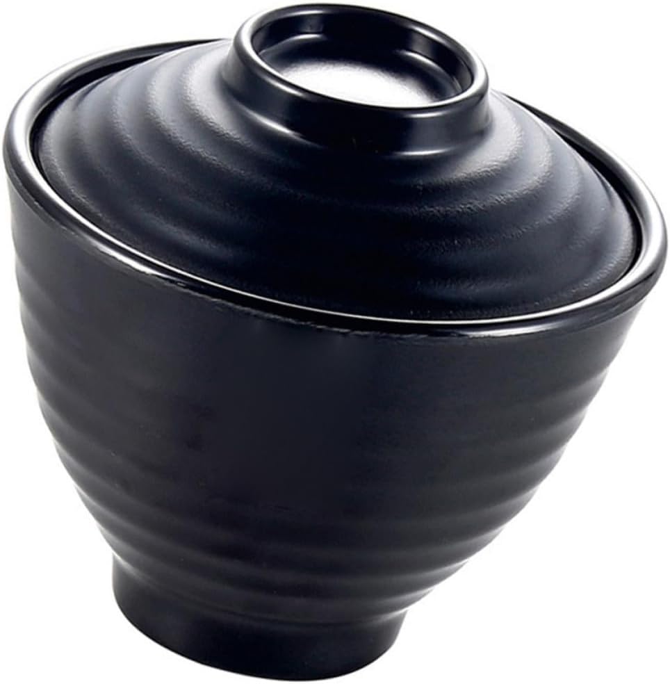 Black Melamine Ramen Bowl Lid, Practical Simulation Porcelain Noodles Bowl, Simple Chic Design for Hotel and Dining Room Use
