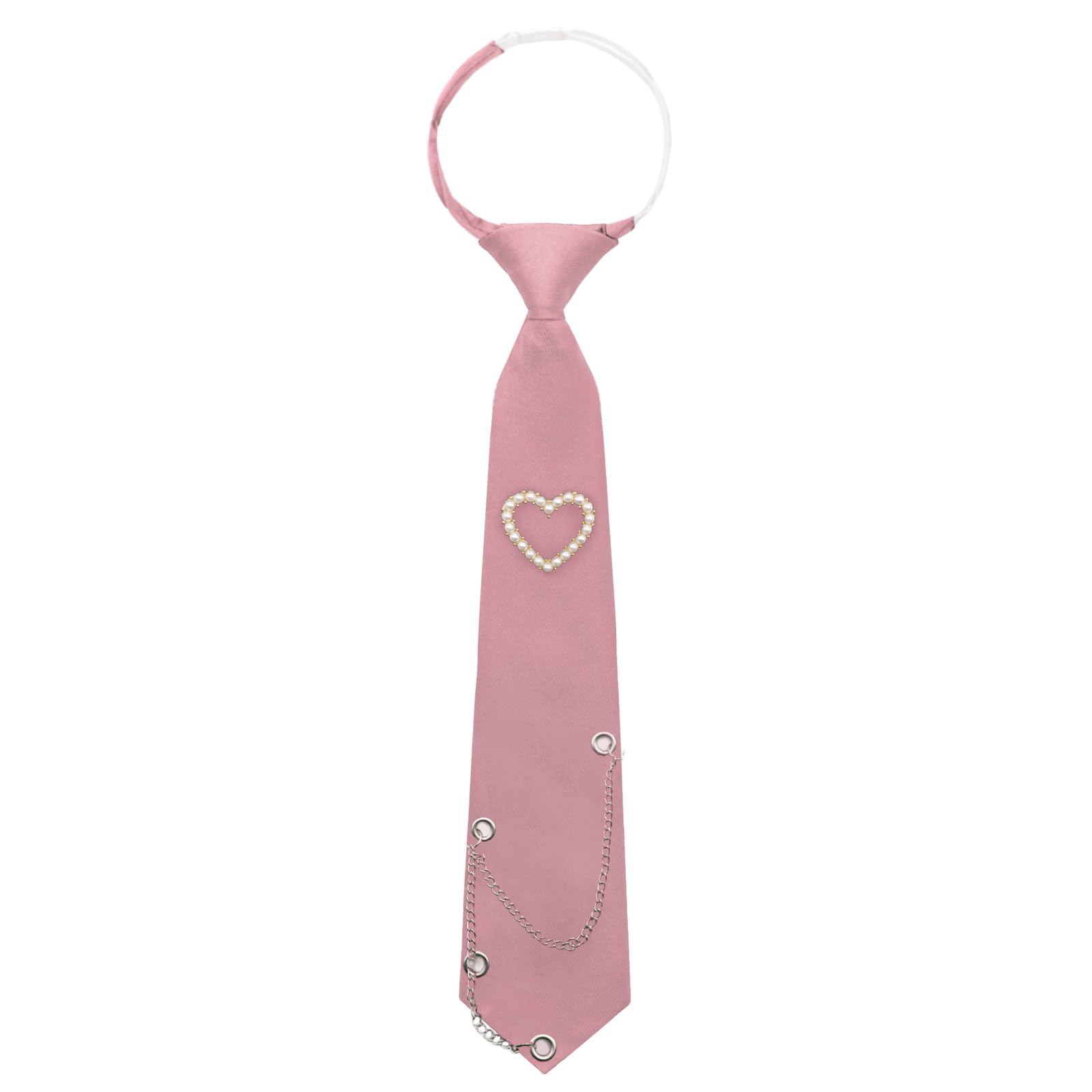 Womens Tie, Pre-tied Neck Ties with Artificial Pearls Accessory