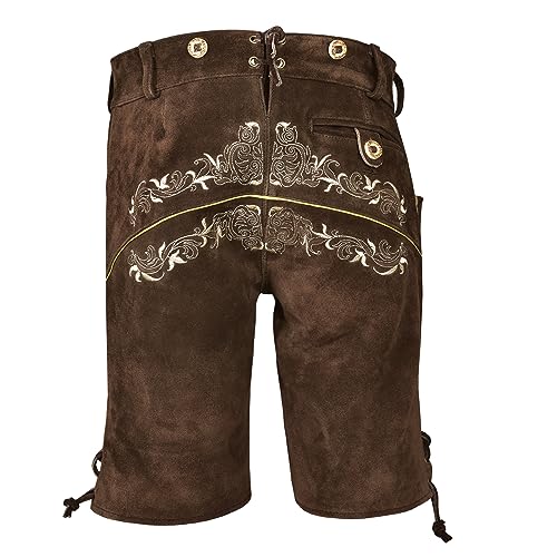 Lederhosen Men - Authentic Lederhosen - Leather German Lederhosen for Men,- Brown Style 14