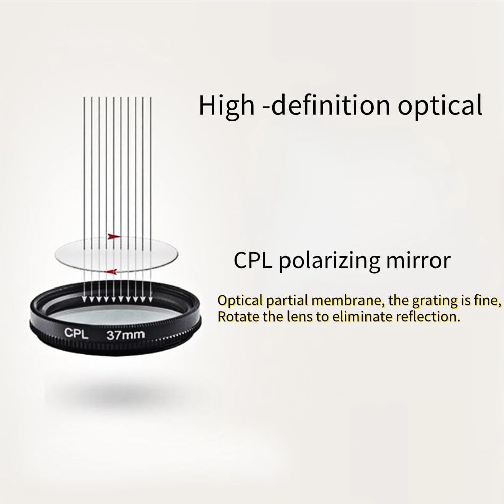 Akozon 37mm CPL Polaryzacyjny Filtr Obiektywu Przenośny Polaryzator Obiektyw Aparatu CPL Telefon Polaryzator Uniwersalny Klips na Kołowy Filtr Polaryzacyjny do Usuwania światła, Akozonu4anpozsk1