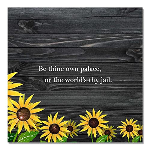 Plaque murale en bois tournesol style rétro 40x40 cm décorative