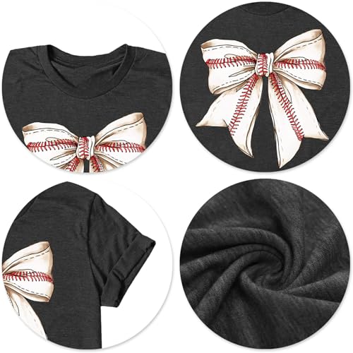 Baseball Shirt for Women Shirt Sleeve Top for Sports Casual Baseball Graphic Tee Game Day Gifts Funny Short Sleeve (Large,B-Dark Grey)