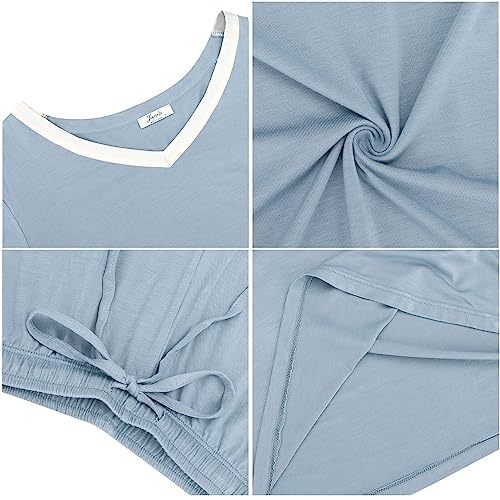 Image of Joyaria Cooling Pajamas Bamboo Viscose Women Short Sleeve V Neck PJ Shorts Set