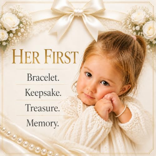 Image of Baby Bracelets for Infant Girls, White Pearl Baby Girl Jewelry Gift