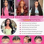13x6 Body Wave Lace Front Wigs Human Hair Pre Plucked HD Transparent Lace Frontal Wigs Human Hair 180% Density Glueless Human Wigs with Baby Hair for Women 26 Inch - Image 2