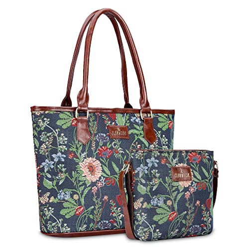 Image of THE CLOWNFISH Combo Of Linda Sling for Women Crossbody Bag for College Girls Justina Tapestry Fabric & Faux Leather Handbag for Women