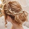 XFSRG 4 Pièces Accessoires Cheveux Mariage Perle Bijoux Accessoires de Cheveux en Cristal Peigne Mariage Ornés de Feuilles Mariée Broche Pince Chignon pour Femme Fille Soirée (Or) #5
