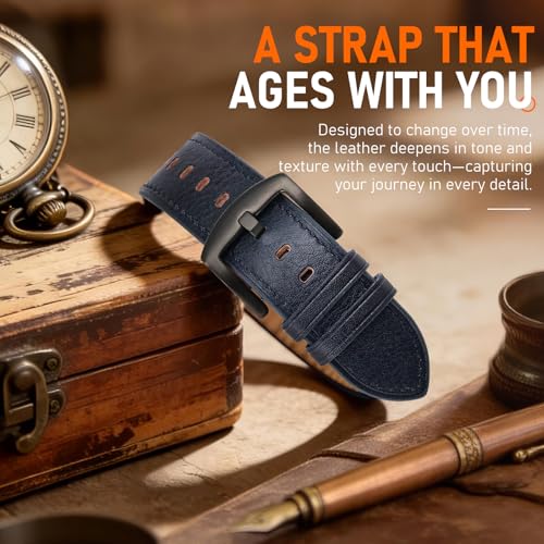 Image of Genuine Leather Watch Band Men Compatible with Apple Watch
