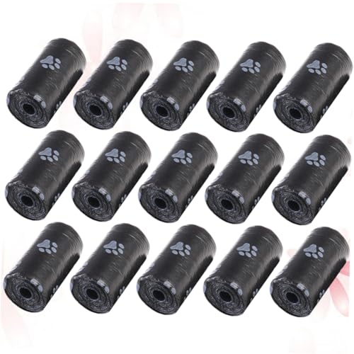 Toddmomy 15Rolls Pet Waste Bags with Disposable Garbage Bags for Dogs Cats Leakproof Convenient Pouch Holder Black
